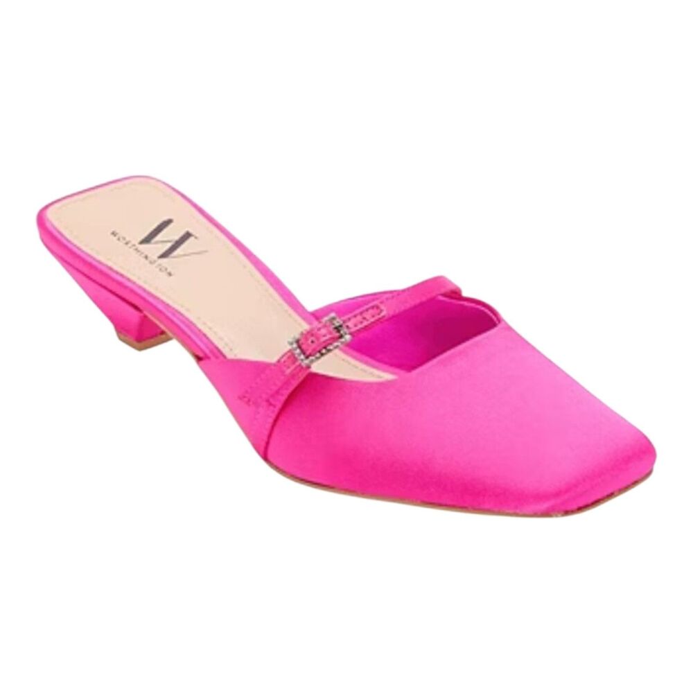 Worthington Women's Size 6.5 Rochel Square Toe Mules Slides Slip On 6.5M Fuchsia